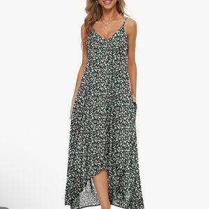 Elegant Floral Maxi Dress in Green